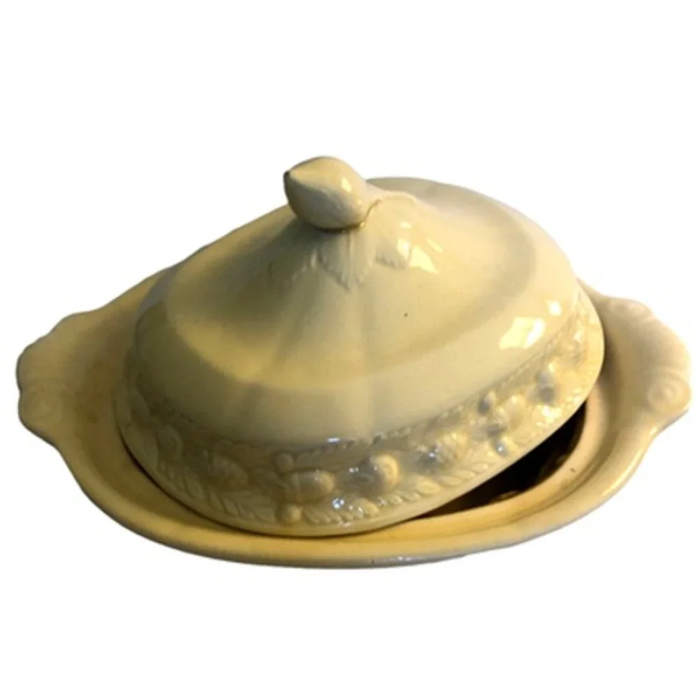 Antique Adams Titian Ware Della Robbia Cream Covered Vegetable Dish England